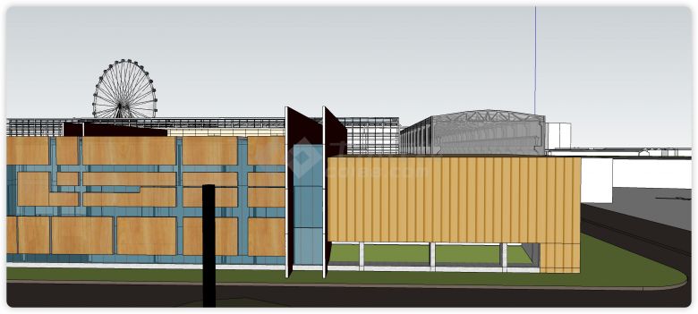 多功能摩天轮仓库工业园su模型-图二