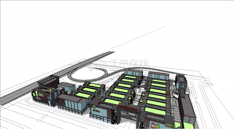 现代商贸城产业园su模型-图二