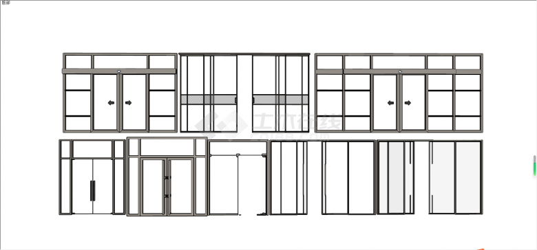 长方形透明玻璃大门su模型-图一