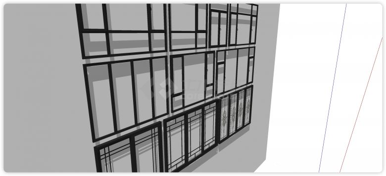 欧式印花窗花窗户组合su模型-图二