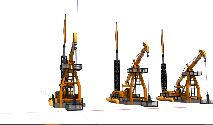 三台黄色的重型的采油机器Gas probe installationsu模型_图1