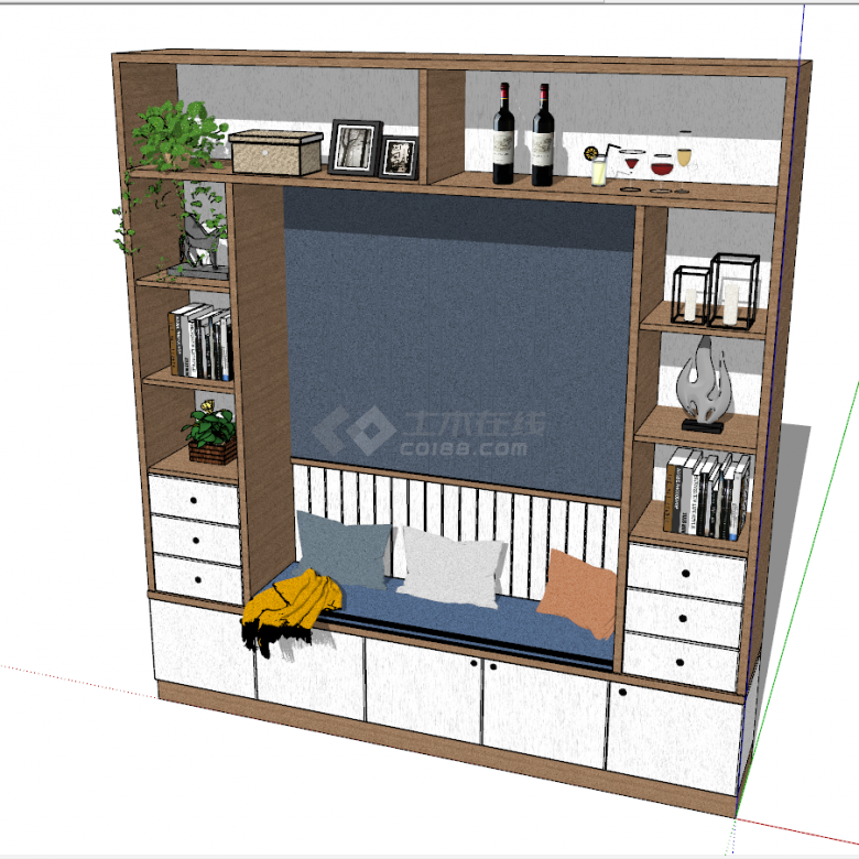 带榻卧的原宿风鞋柜su模型-图二