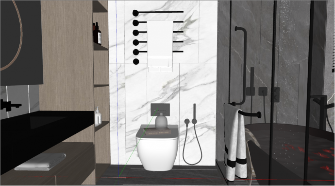 现代浴缸卫生间su模型_图1