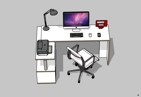 白色经典办公室桌子su模型_图1