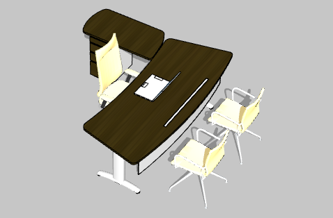 黄椅子褐色办公室桌子su模型-图二