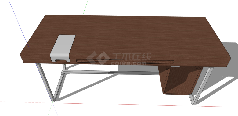 现代办公室台式电脑桌su模型-图二