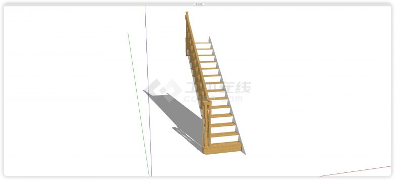 罗马造型扶手实木踏板楼梯su模型-图二