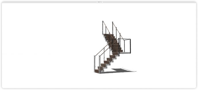 咖色实木踏板红铜包边楼梯su模型_图1