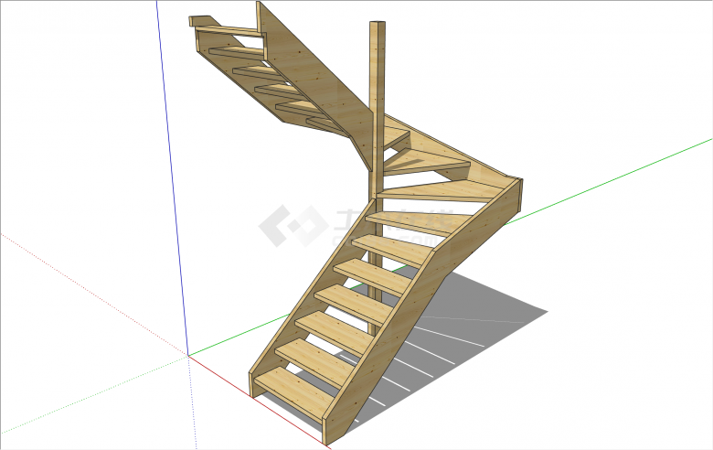 现代风格木制楼梯su模型-图一