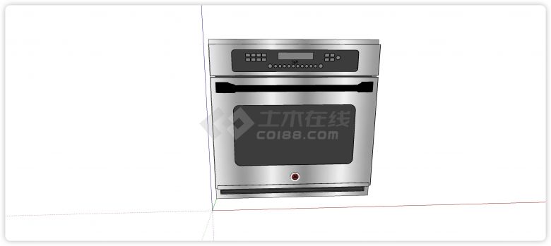 不锈钢面板嵌入式烤箱su模型-图二