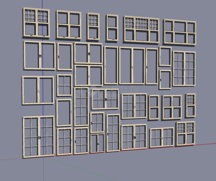 木制简约现代铝合金窗户SU模型-图二