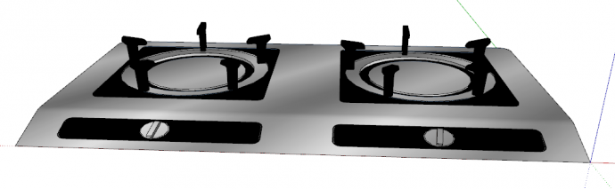 大气灰色的双灶黑色旋转扭的煤气灶su模型_图1