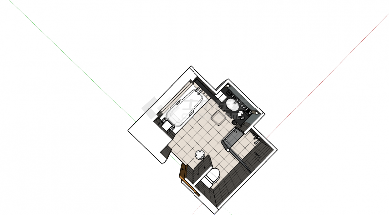 现代公寓室内卫生间su模型-图二