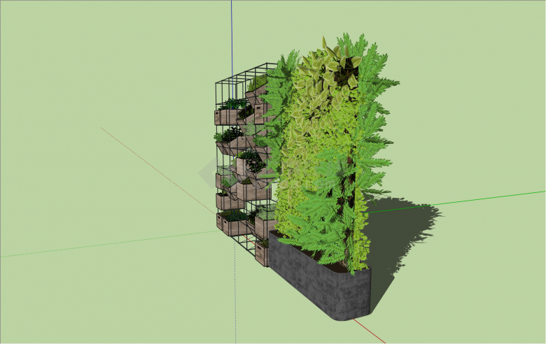 现代格子植物墙su模型-图二
