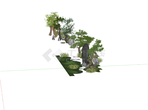 绿色弯曲现代景观树su模型-图二