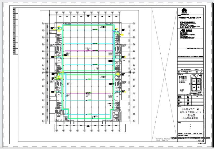 某地工业厂房-电气-生产用房大二层-电力干线平面图CAD图纸_图1