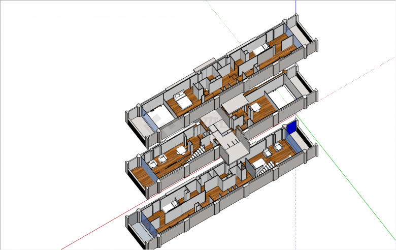 简约现代木地板马赛公寓单元su模型-图二