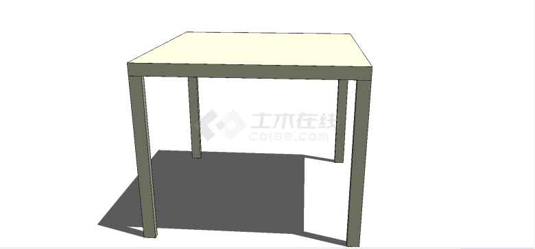 简单中式白色木板材质八仙桌su模型-图一