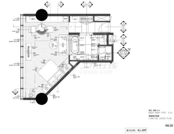酒店K-6.00～01客房尺寸CAD图.dwg-图二