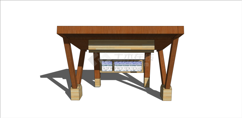 木制带公告栏的现代亭 su模型-图二