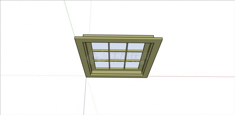 军绿色九个小长方形格子组合的窗户su模型-图二