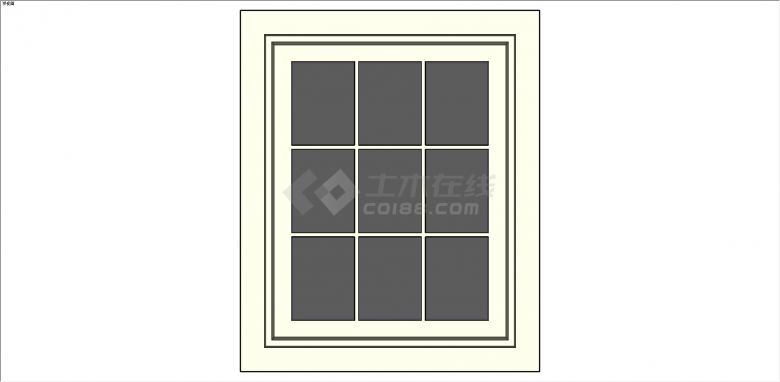 白色小长方形九格窗su模型-图一