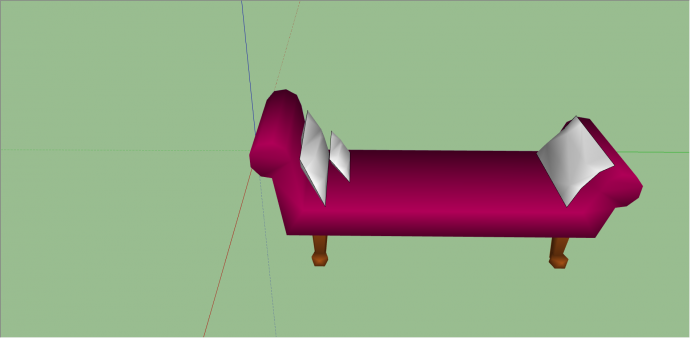 酒红色长方形沙发款式床su模型_图1