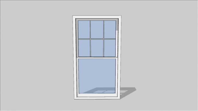 长方形浅蓝厚款框架玻璃窗su模型_图1