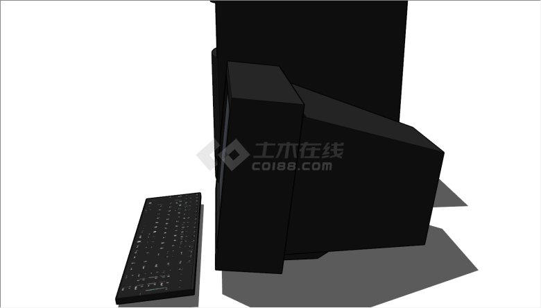 黑色台式电脑大头机su模型-图二