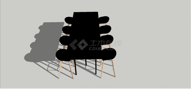 现代木质黑面家庭八人高脚餐桌su模型-图二
