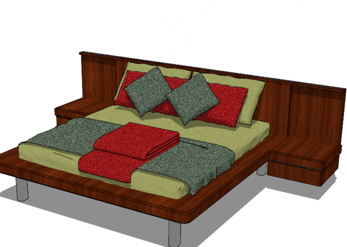 欧式古典床头柜一体式su模型_图1