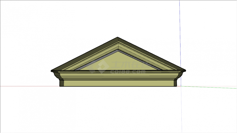 三角形内黄外白窗顶su模型-图一