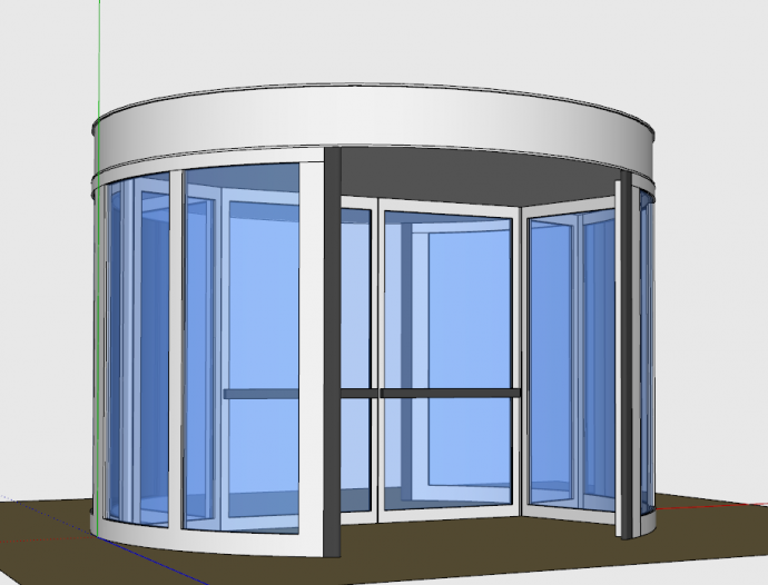 玻璃旋转门建筑su模型_图1