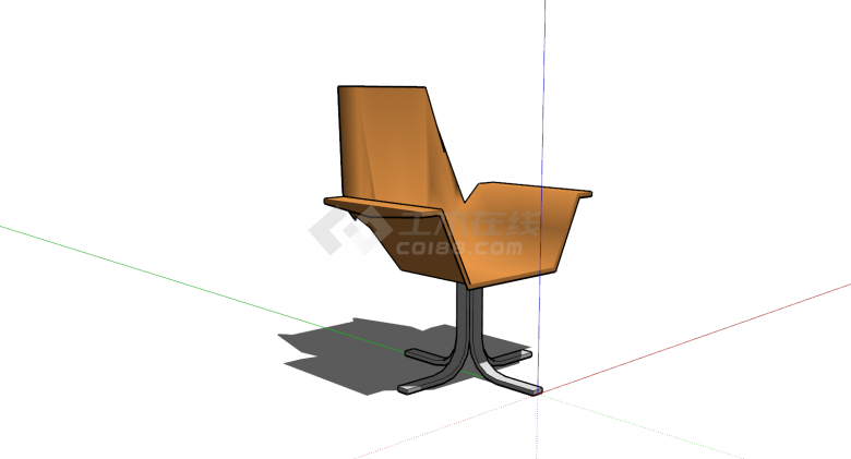 棕色不规则办公椅子su模型-图二