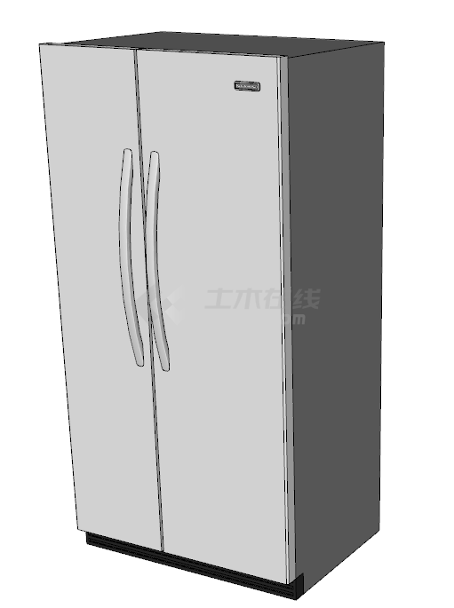 厨房双开门带两个大手柄的灰白色的冰箱 su模型-图一