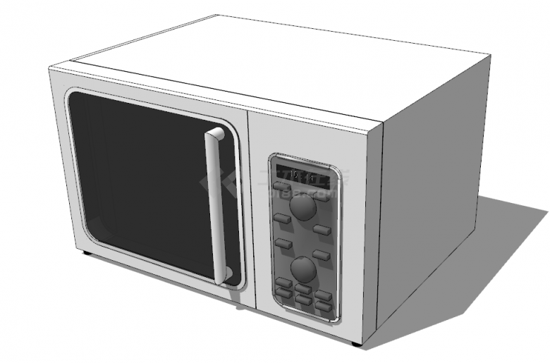 厨房带小触屏按键的 黑白相间的微波炉 su模型-图一