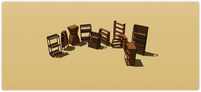 多种造型实木书柜su模型组合_图1