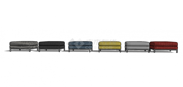 五色矮凳沙发组合su模型-图二