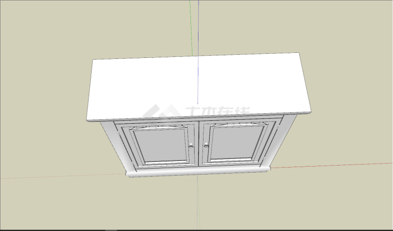 白色简易靠墙柜现代家具su模型-图二