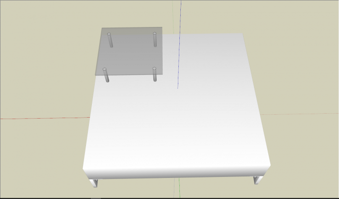 白色玻璃桌现代家具su模型_图1