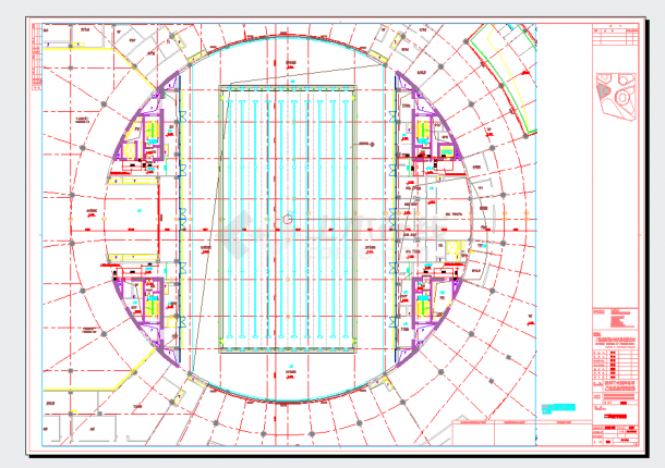 江苏工业园区体育中心游泳馆建筑施工图-建筑平面图CAD图纸-图一