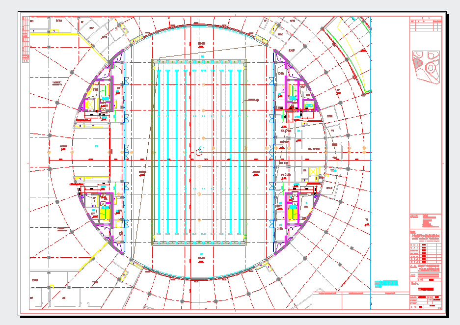 江苏工业园区体育中心游泳馆建筑施工图-建筑平面图CAD图纸