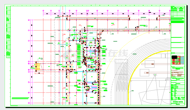 山东三层省级体育中心工程建筑施工图设计-体育馆游泳馆一层平面图CAD图纸-图一