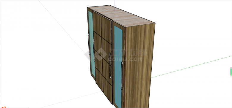 现代棕色实木衣柜su模型-图二
