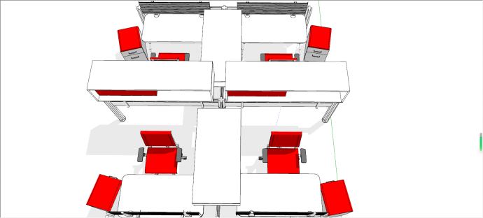 带抽屉的带隔断的办公桌椅su模型_图1