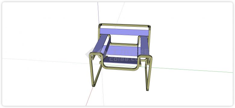 方形靠背沙滩椅织布坐垫桌椅su模型-图二
