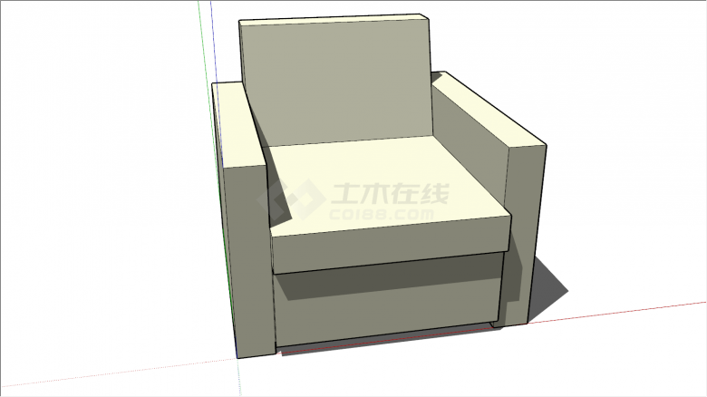 方正沙发可靠背桌椅su模型-图二