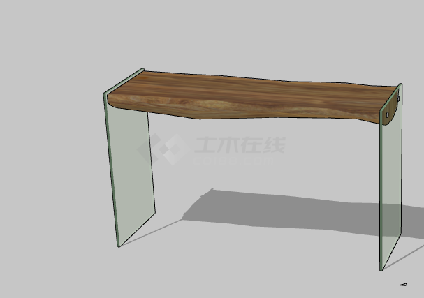 木制玻璃办公室桌子su模型-图二