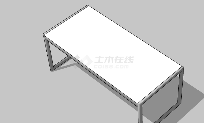 白色长方形简约办公室桌子su模型-图一