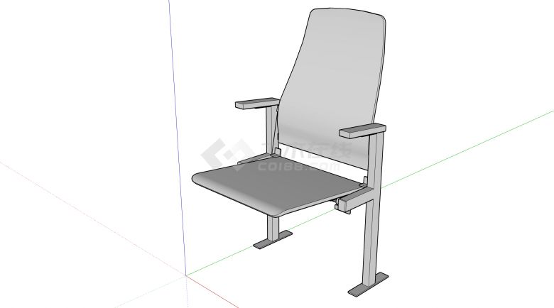 固定可收座板大礼堂电影院专用椅凳su模型-图一